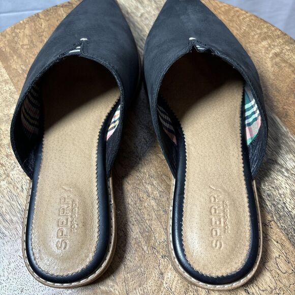 Womens SPERRY TOP-SIDER Saybrook Black Leather Pointed Toe Mules Sz 7 - Picture 5 of 9